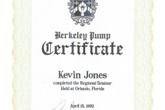 Berkley Pump Certificate