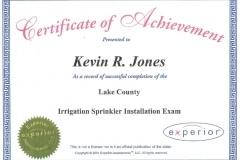 Irrigation Sprinkler Install Exam